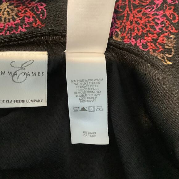 Emma James Black Pink Print Lined Mesh Fabric Blouse Top Medium - Picture 7 of 7